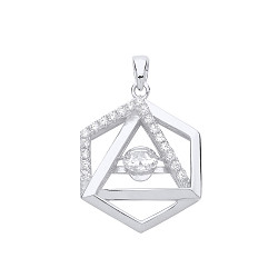 Gold Plated Floating CZ Hexagon Double Link Pendant