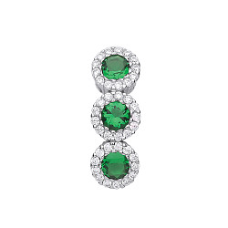 925 Sterling Silver Triple CZ & Emerald Drop Pendant