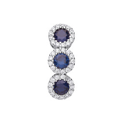925 Sterling Silver Triple CZ & Sapphire Drop Pendant
