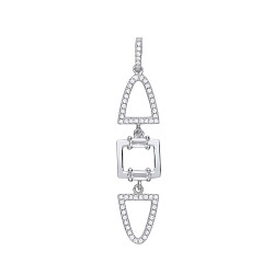 Silver CZ Triple Shape Fancy Drop Pendant