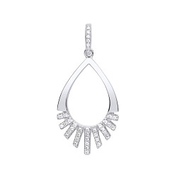 Silver CZ Fancy Tear Drop Pendant