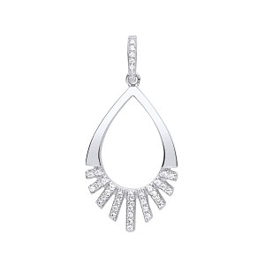 Silver CZ Fancy Tear Drop Pendant