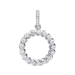 Silver CZ Fancy Circle Pendant