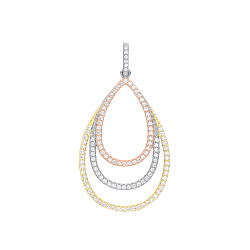 Silver, Rose & Gold Plated Tear Drop Pendant