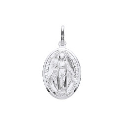 Silver Plated Oval St Christopher Pendant