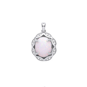 Silver CZ & Opal Fancy Pendant