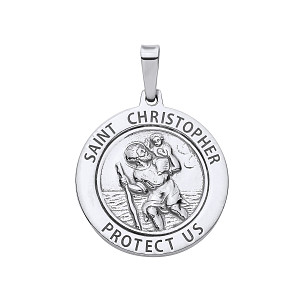 Silver Saint Christopher Oxidised Pendant