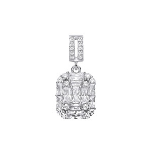 Silver CZ Emerald-Cut Pendant