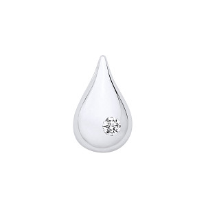 Silver CZ Domed Teardrop Pendant
