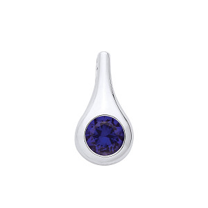 Silver Sapphire Tear Drop Pendant