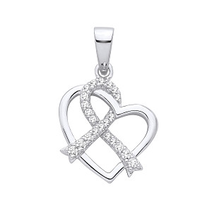 Silver CZ Heart Pendant