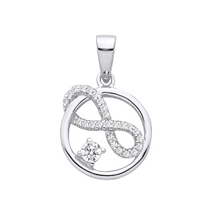Silver CZ Infinity Circle Pendant