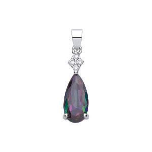 Silver CZ Mystic Topaz Pear Drop Pendant