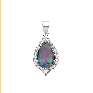 Silver CZ Mystic Topaz Pear Drop Pendant
