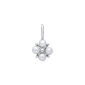 Silver Fresh Water Pearl 3-3.5mm Flower Pendant