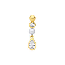 18K Gold Plated CZ & Fresh Water Pearl 3.5-4mm Pendant