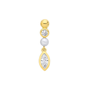 18K Gold Plated CZ & Fresh Water Pearl 3-3.5mm Pendant