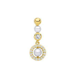 18K Gold Plated CZ & Fresh Water Pearl 3-3.5mm Pendant