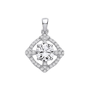 Silver CZ Halo Cluster Pendant