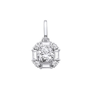 Silver CZ Halo Cluster Pendant