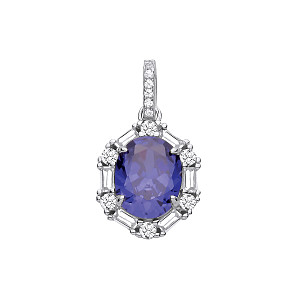 Silver CZ & Tanzanite Halo Pendant
