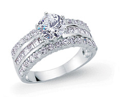 925 Sterling Silver Triple Band CZ Ring With A Round Centre Stone