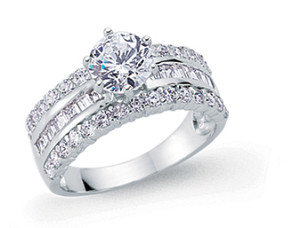 925 Sterling Silver Triple Band CZ Ring With A Round Centre Stone