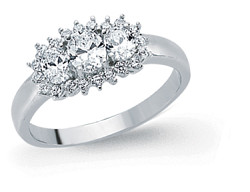 925 Sterling Silver Cubic Zirconia Cluster Boat Ring