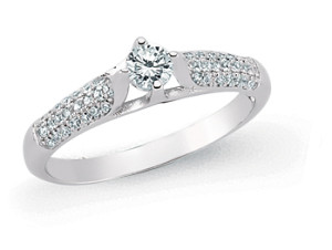 925 Sterling Silver CZ Micro Pave Ladies Ring With Pave Shoulders
