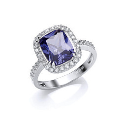 MICRO PAVE CZ WHT/ TANZANITE RING