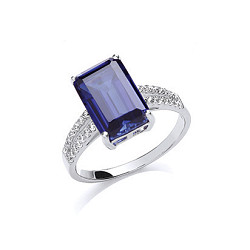 CZ Sapphire Sapphire Cut Engagement Ring