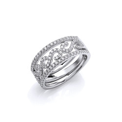 925 Sterling Silver CZ Three Piece Ring Set