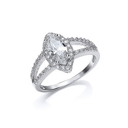 925 Sterling Silver Cubic Zirconia Marquise Cut Ring