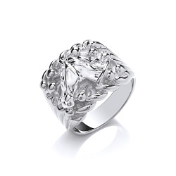 925 Sterling Silver Gents Horse Head Keeper Ring