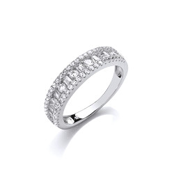 925 Sterling Silver CZ Fancy Half Eternity Ring