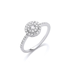 Silver CZ Fancy Solitaire Ring