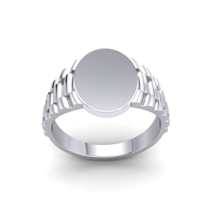 Silver PT Plate Gents Oval Signet Watch Strap Side Ring