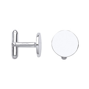 925 Sterling Silver Round Circle Cufflinks