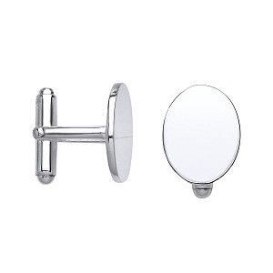 925 Sterling Silver Plain Oval Cufflinks