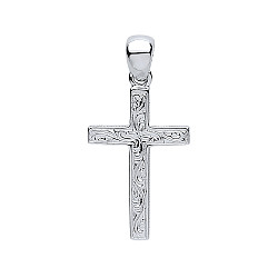 925 Sterling Silver Flat Engraved Cross Pendant
