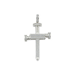 925 Sterling Silver CZ Pave Set Fancy Cross Pendant