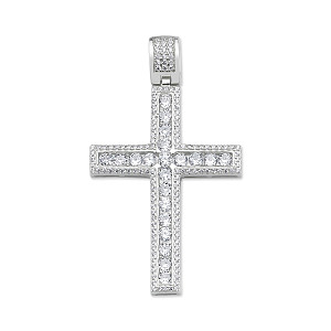 Silver CZ Fancy Cross Pendant