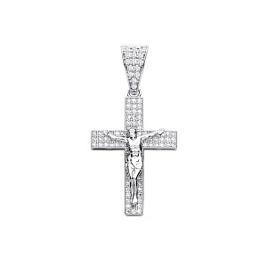 Silver CZ Crucifix Cross Pendant