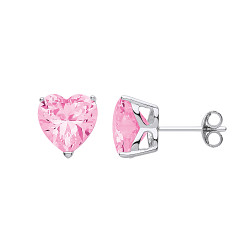 9mm Pink Heart Stud Earrings
