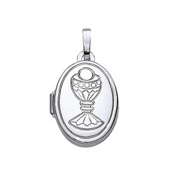 925 Sterling Silver Oval Locket With A Trophy Detail