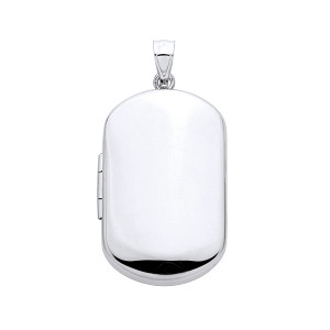 Silver Rounded Rectangle Cremation Urn Box Locket