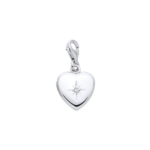 Silver CZ Small Heart Locket