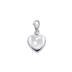 Silver Heart Locket With Heart & Paws Design