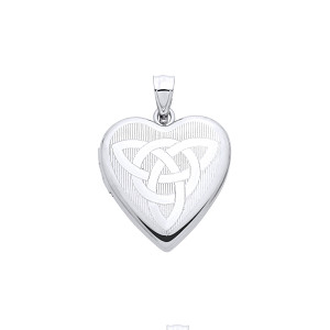 Silver Heart Locket With Celtic Design