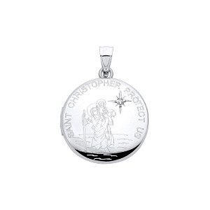 Silver CZ Round Saint Christopher Locket